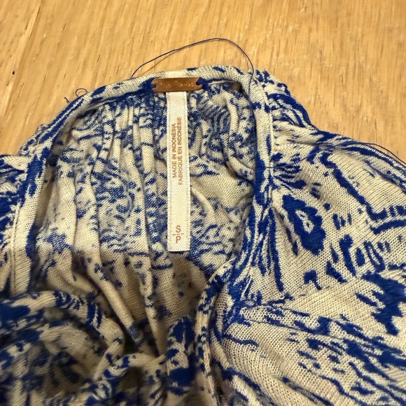 Free People Blue and Cream Patterned Flowy Layered Dress - Picture 3 of 6